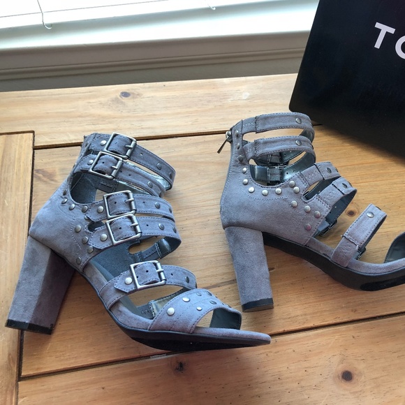 ** SOLDTorrid Grey Strappy Studded Heels 11W NEW - Picture 2 of 8